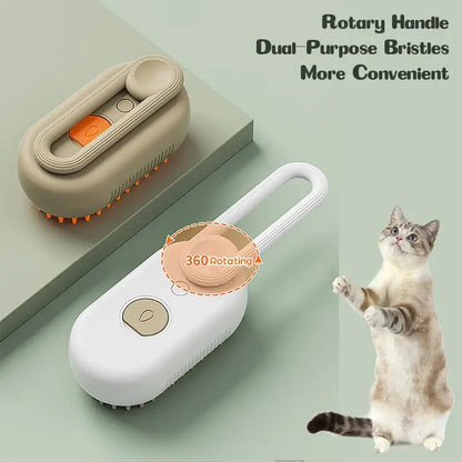 Steamy Dog Brush Electric Spray Cat Hair Brush 3 In1 Dog Steamer Brush for Massage Pet Grooming Removing Tangled and Loose Hair