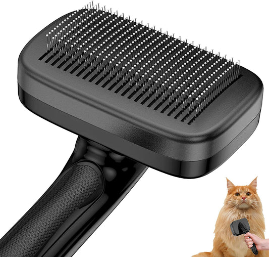 Dogs Cats Self Cleaning Slicker Brush for Shedding and Grooming Long Short Hair, Pain-Free Removes Loose Undercoat, Tangles, Knots with Massage Particles for Small Medium Large for All Hair Types