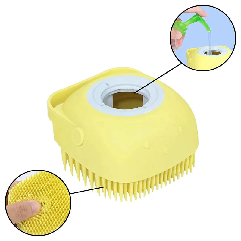 Pet Bath Brush Dog Cat Massage Shampoo Dispenser Silicone Pet Hair Comb Grooming Tool Puppy Hair Removal Brushes Pets Supplies